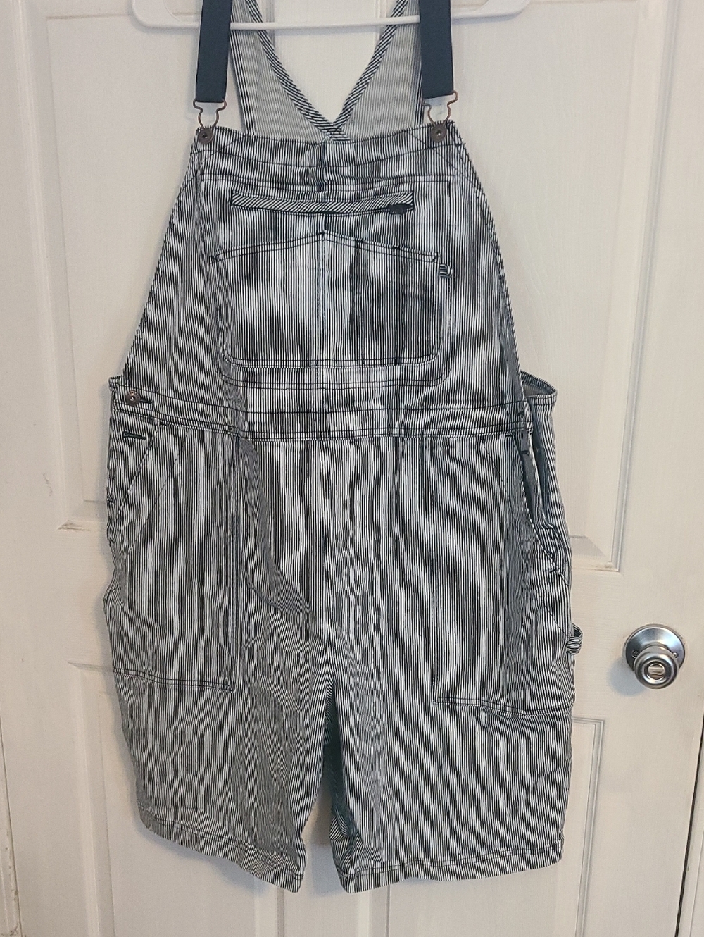 Duluth Trading Striped Carpenter Overalls - Blue & White